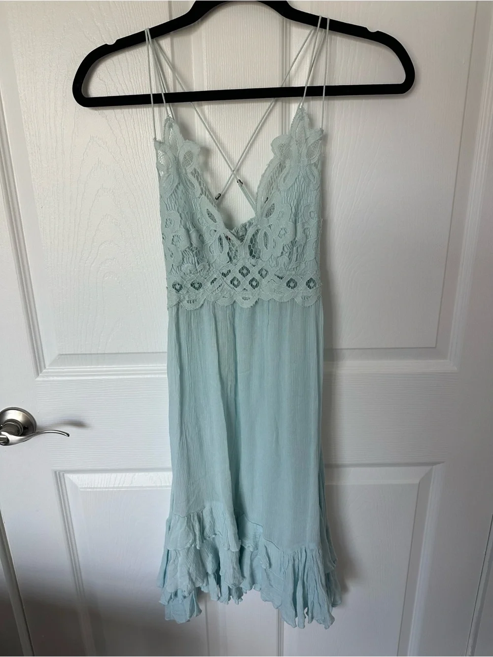 Free People Lace Bodice Chemise in Pale Blue